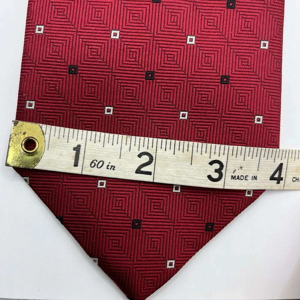 Brooks Brothers Makers Silk Tie Red‎ Geometric USA